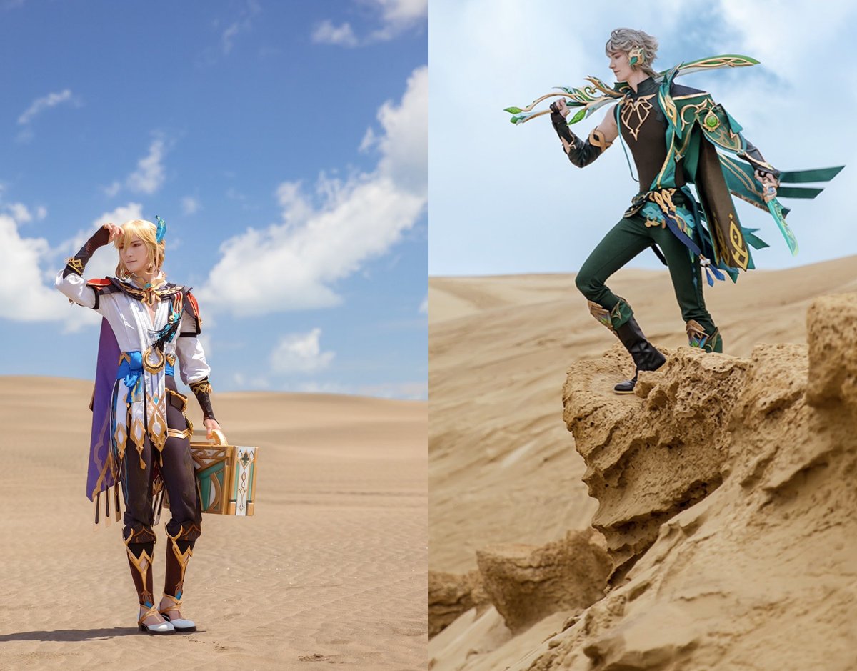 VyeCos's tweet photo. Gotta rescue my poor lost wife from the desert-

Kaveh/Alhaitham : @VyeCos 
Photographer : @studiotsutsu https://t.co/RZ6SjmuvSN