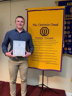 Blessed to be able to represent Pepperell  High school today. I was selected as the Rome Noon optimist club’s student of the month.