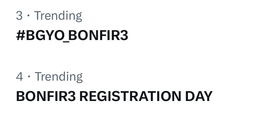 TREND UPDATE!

We’re keeping the ball of FIR3 burning as our tags officially enters the PH trendlist!

How excited are you, ACEs? Let us know in the comments below!

BONFIR3 REGISTRATION DAY
#BGYO_BONFIR3 

#BGYO <a href="/bgyo_ph/">BGYO_PH</a>