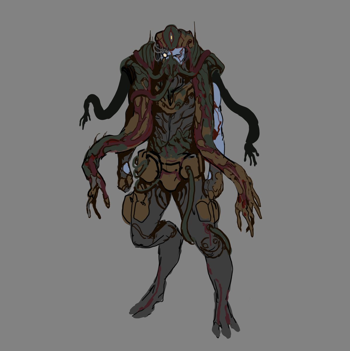 The Torg engineer suit supplements cognitive processing and an optical lens for increased visual zoom and fidelity. It comes equipped with additional limbs for a variety of tasks. A pair of heavy-lift arms are capable of generating immense push and pull force. Two fine motor