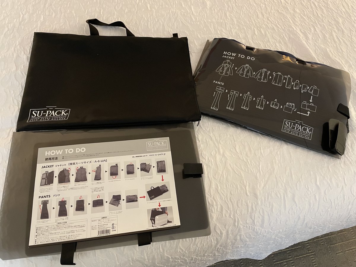 TomNakamura's tweet photo. When I returned to Japan this winter, I brought back the Su-Pack garment bag which allows suits to be packed in 1/4 of the size. This allowed me to use the carry on today without checking my baggage @United. #SuPack #ガーメントバッグ https://t.co/aKhoCjxCfT