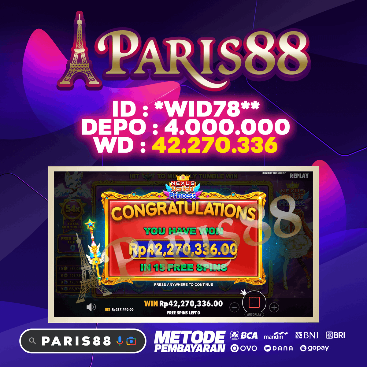 gacor125rd's tweet photo. info slot gacor hari ini
buruan bosku join di paris88 pasti jackpot dan ini hasil yang udah pernah WD nunggu apalagi Link gacor di bawah ini ya boskuβ¬οΈ
Link daftar: https://t.co/eiSCHCRt9Q
#slotgacor #pastimaxwin #slotonlineterpercaya #slotgamesonline #slotgame #slotjackpot https://t.co/VzhL1ri1hq