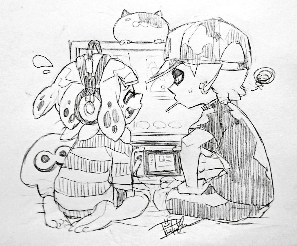 マイイカのコミちゃんとエンくん
Switchのソフトがまだ充実してなかった頃に描いたアナログイラスト(再掲)
#splatoonart 