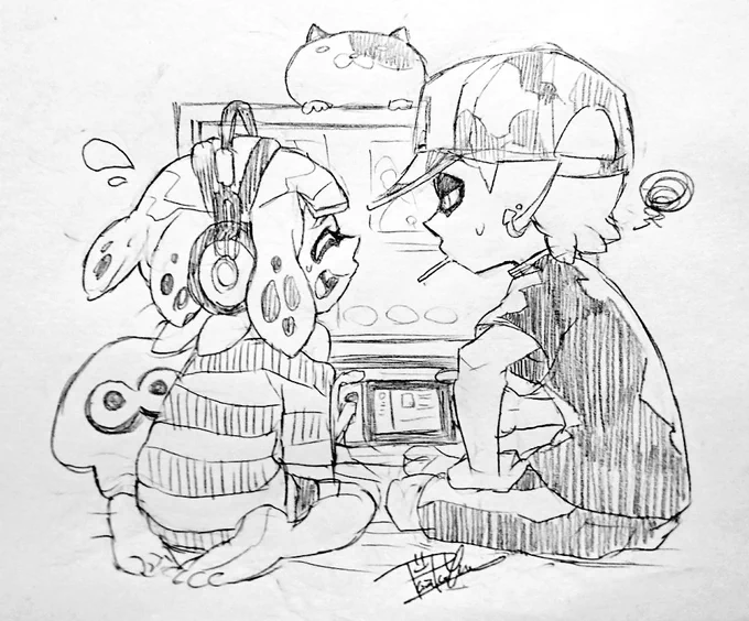 マイイカのコミちゃんとエンくん
Switchのソフトがまだ充実してなかった頃に描いたアナログイラスト(再掲)
#splatoonart 