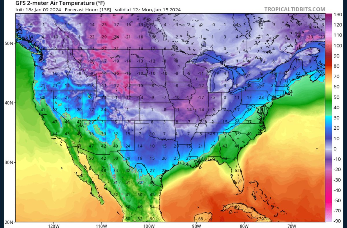 wxandsports's tweet photo. ARCTIC BLAST WATCH:

This holiday weekend will be FRIGID including most of Texas. Multiple nights in the 10s and 20s for most cities including #Houston As of now, precip. SHOULD be to the east before freezing temps take over, but still too early to tell. 

#GFS #HoustonWeather https://t.co/DrpcwaEKUA