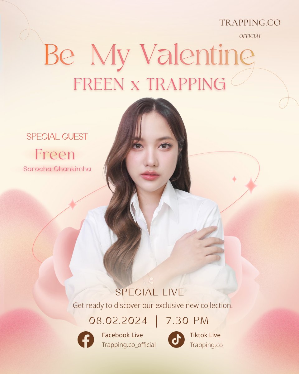 Trapping_co's tweet image. FREEN x TRAPPING
Introducing Special Guest Live: Freen Sarocha Chankimha
Freen's first appearance featuring jewelry design in the concept of "Be My Valentine," in collaboration with the TRAPPING brand, to share good vibes with the adorable #GIRLFREEN.
How many designs will the…