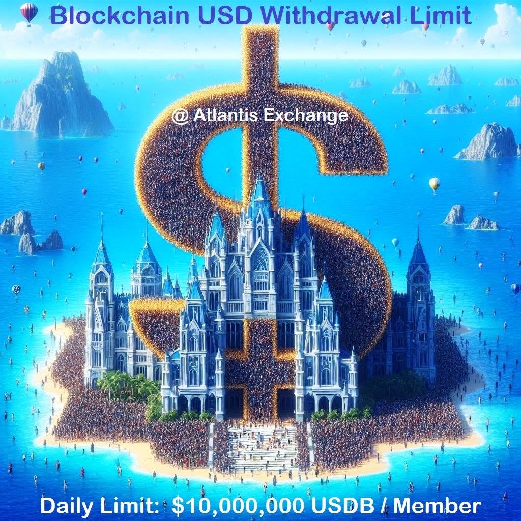 📣 Exciting News: USDB withdrawals are now open on Atlantis Exchange - Global! 🌐

💥 Platform: Atlantis Exchange - Global

💥 Available to: All KYC-verified members.

💥 Maximum Daily Limit: $10,000,000 USDB per account.

🚀 NOTES: As of today, USDB has surpassed 50,000 users,