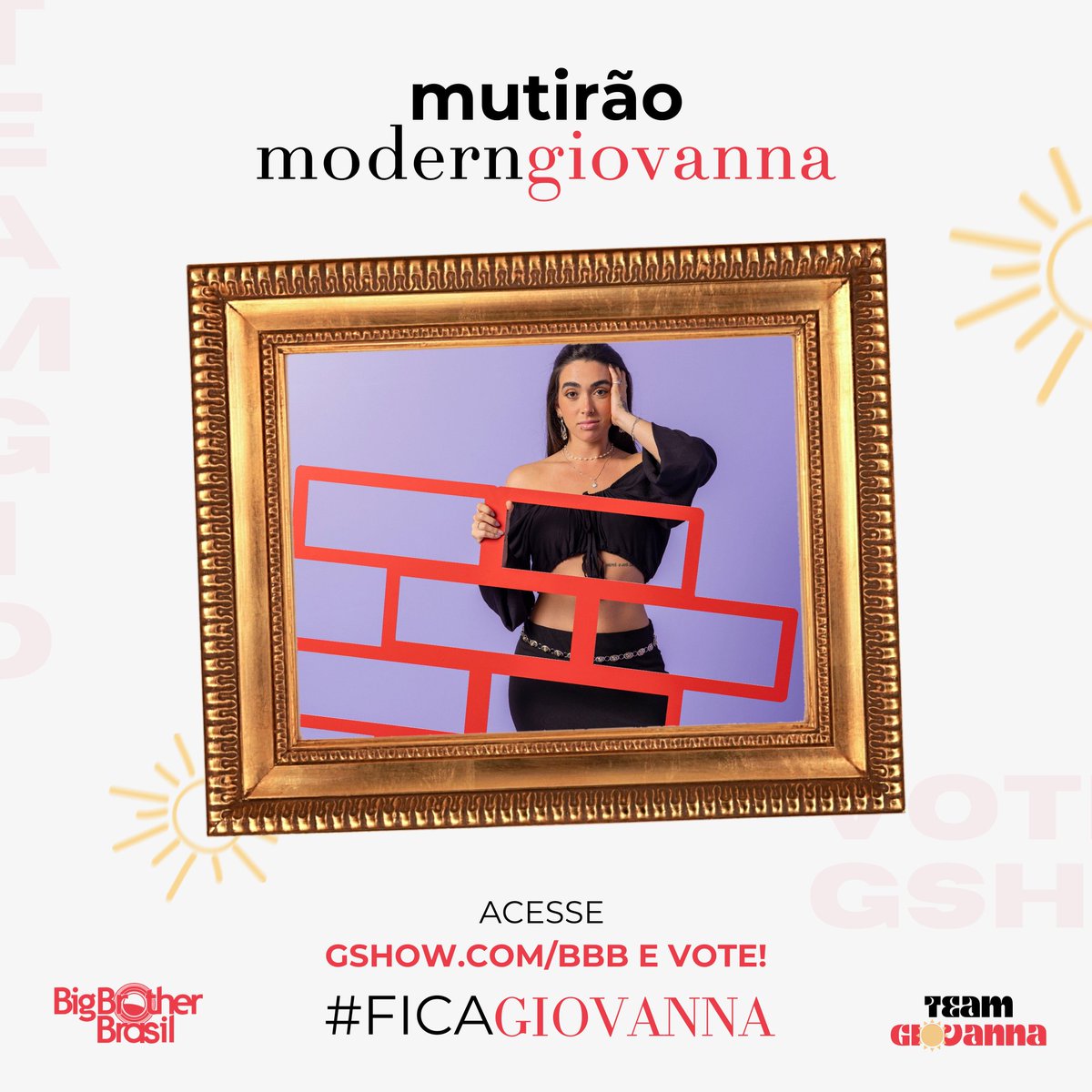 🌞MUTIRÃO MODERN GIOVANNA INICIADO🌞 

A cada 20 Votos que você der, comente um emoji ou uma letra aqui. 

🎯 META: MIL respostas. 

⚠️ O voto é para FICAR! Vote em GIOVANNA.

⏰ Encerra às 01h. 

#FicaGiovanna #BBB24

💻 gshow.globo.com/realities/bbb/…