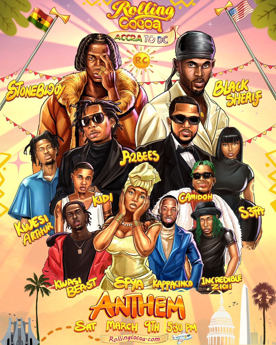 Golden Cocoa Fest (@rollingcocoa) on Twitter photo 🎫 GET TICKETS NOW TO
@rolling_cocoa 🇬🇭
The biggest Ghanaian independence Concert in North America!!
🏟️THE ANTHEM,
📍Washington, DC
📅March 9th, 2024
🎟️ rollingcocoa.com
Amazing Line UP:
GET TICKETS NOW!!!
A <a href="/dukeconcept/">duke concept</a> Production!!!!
#RollingCocoa 🎫 GET TICKETS NOW TO
@rolling_cocoa 🇬🇭
The biggest Ghanaian independence Concert in North America!!
🏟️THE ANTHEM,
📍Washington, DC
📅March 9th, 2024
🎟️ rollingcocoa.com
Amazing Line UP:
GET TICKETS NOW!!!
A <a href="/dukeconcept/">duke concept</a> Production!!!!
#RollingCocoa