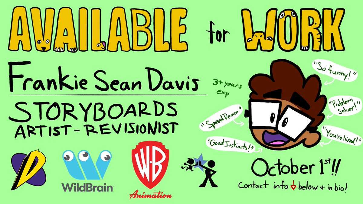 fsdavis2's tweet photo. Howdy! 
It's #PortfolioDay 
I'm available and I'd love to work in more Preschool or comedy board driven shows
3+ years experience and I'm ready to go!

e:fsdavis2@gmail.com
site: https://t.co/G9nN8t9Uph

Please reach out if you want to see my NDA samples! https://t.co/jx4ItSaGXq