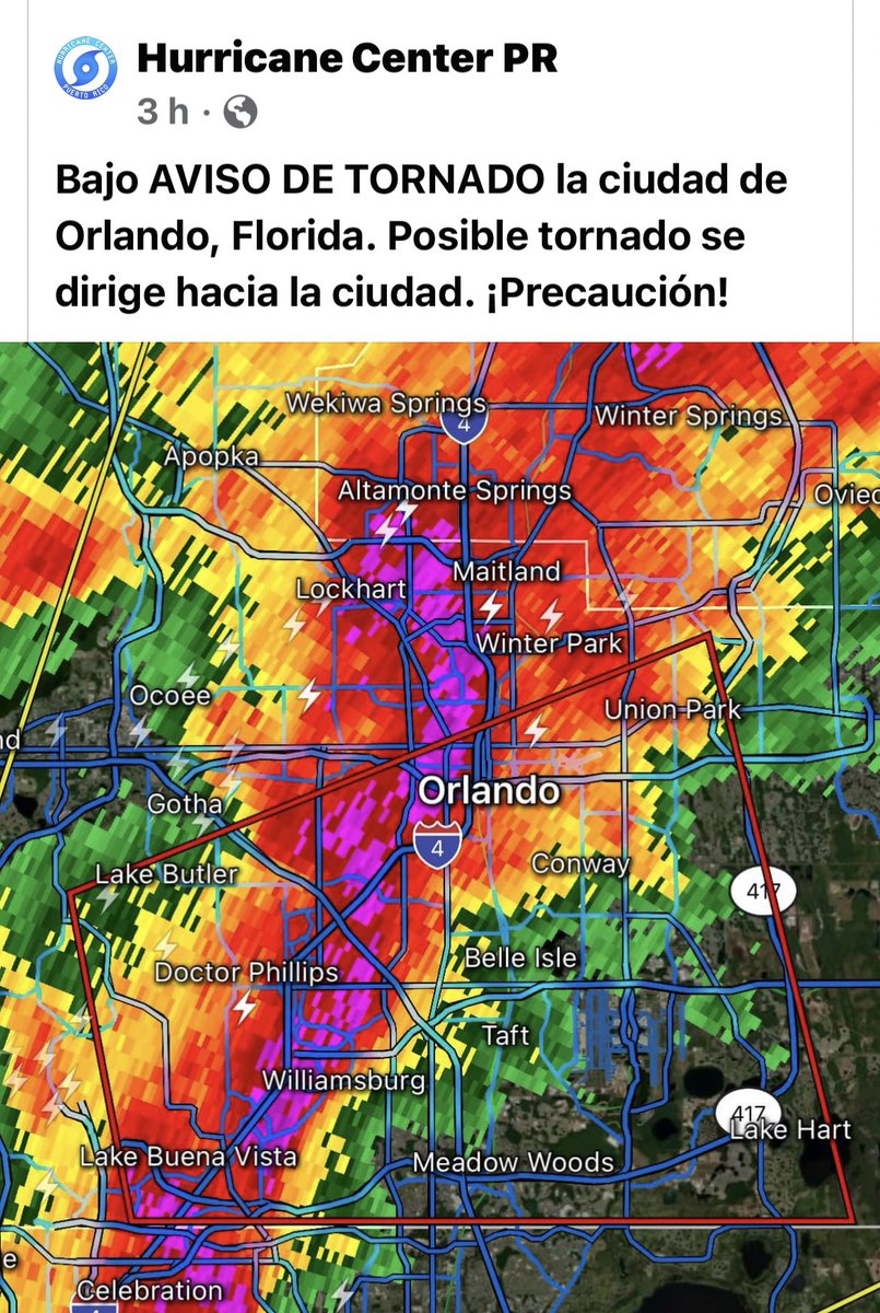 Dios cuide a toda mi gente amigos, familia en la FL #TornadoWarning #AvisoALaPoblación #NewsUpdate