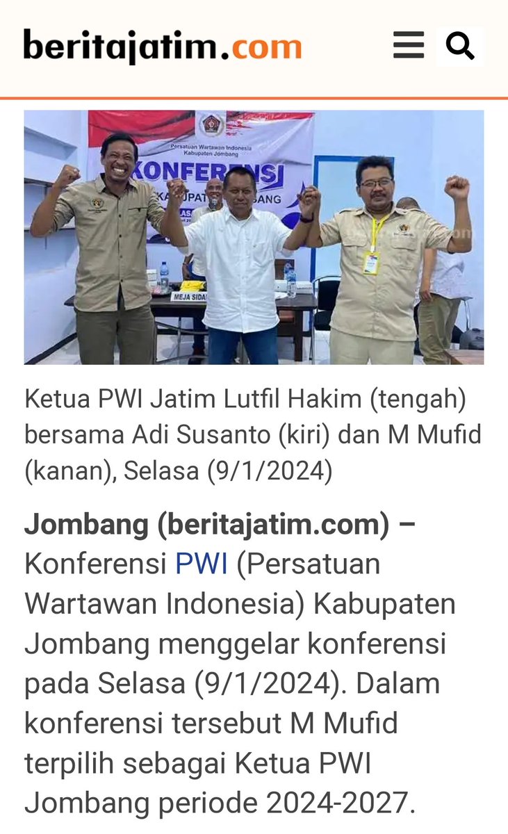 lutfiitem's tweet photo. M. Mufid terpilih sebagai Ketua PWI Jombang 2024 - 2027. 
#teruslah berdedikasi kepada profesi jurnalis https://t.co/kkWaSEho1N