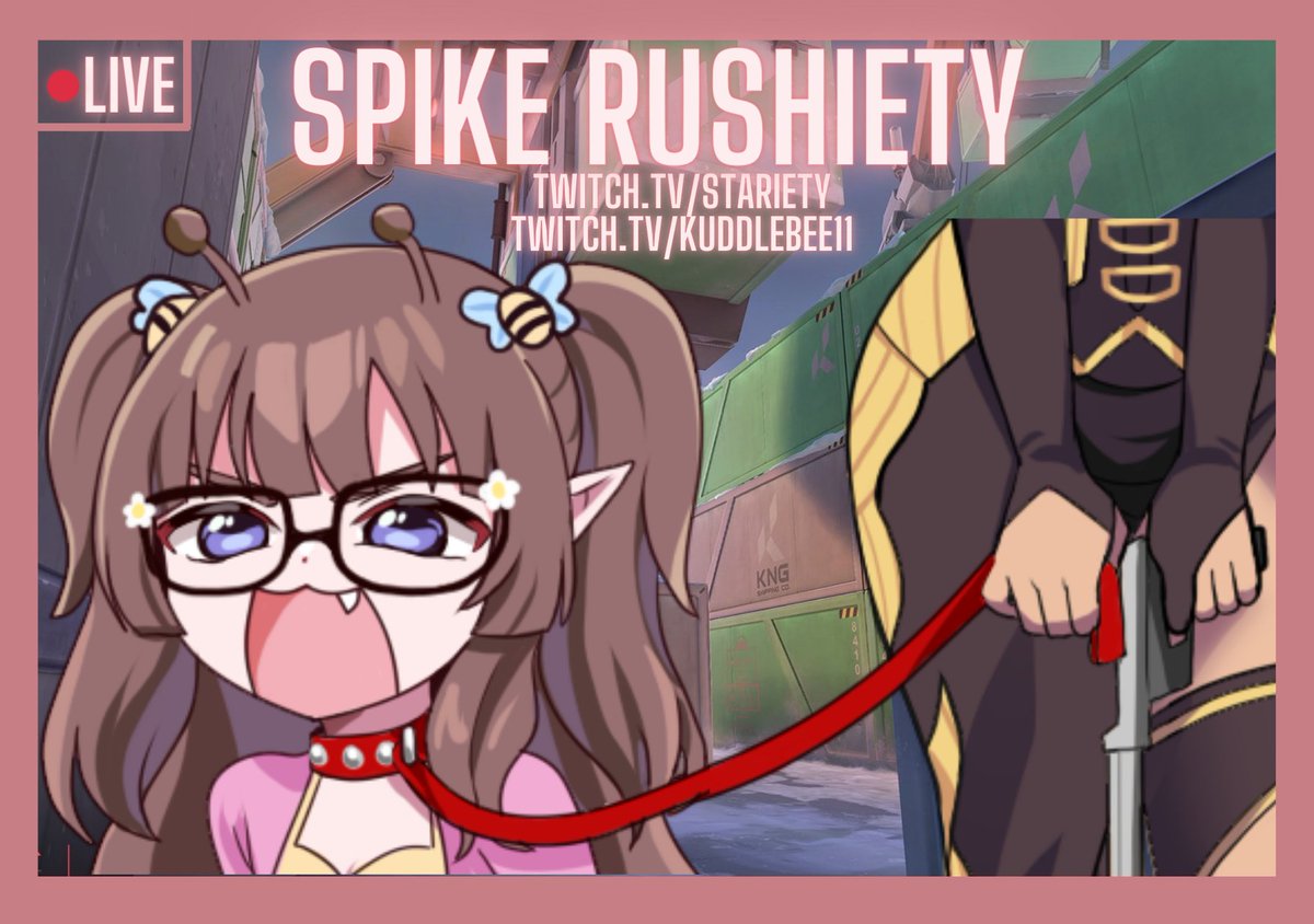 stariety's tweet photo. 🔴LIVE🔴

y'all hyped me so we live! 

new battle pass, new maps, new bundle, same leashiety!

come hang with the gang as I take Kuddlebork out for some Spike Rush fun! 

https://t.co/ZJDR31PJlx 

#stariety #vtuber #valorant #beeiety https://t.co/YWXO0wjsaL