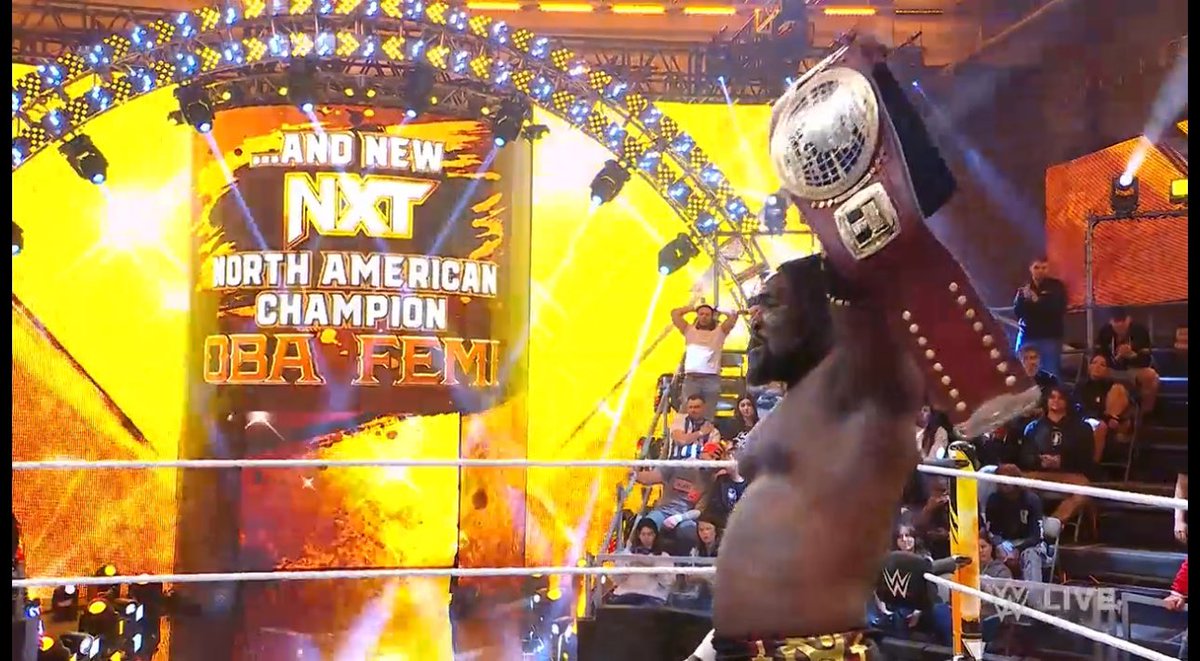WrestleOps's tweet photo. Oba Femi is the NEW #WWENXT North American Champion! https://t.co/aojI583oSG