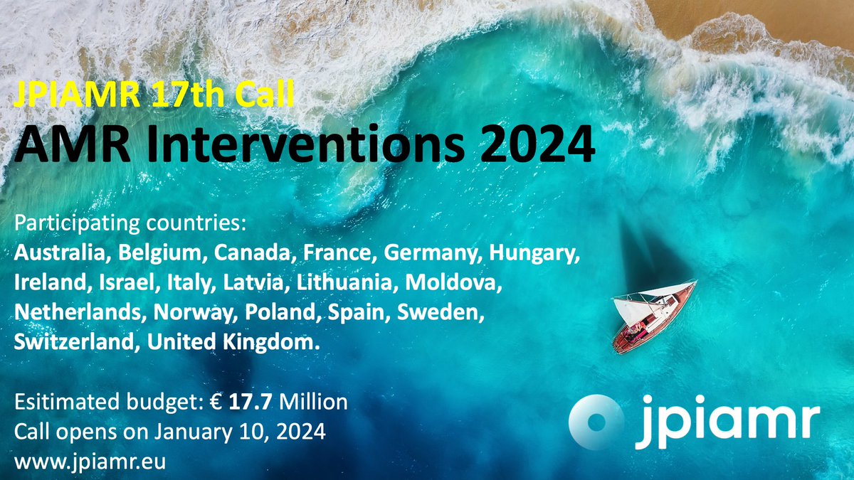 The call is open! A joint research call on #AMR #Interventions! Est. budget: € 17.7 Million. 19 countries participate, providing funding for researchers in national contexts. See call page: jpiamr.eu/calls/amr-inte… #antifungals #antibacterial #Antimicrobialresistance
