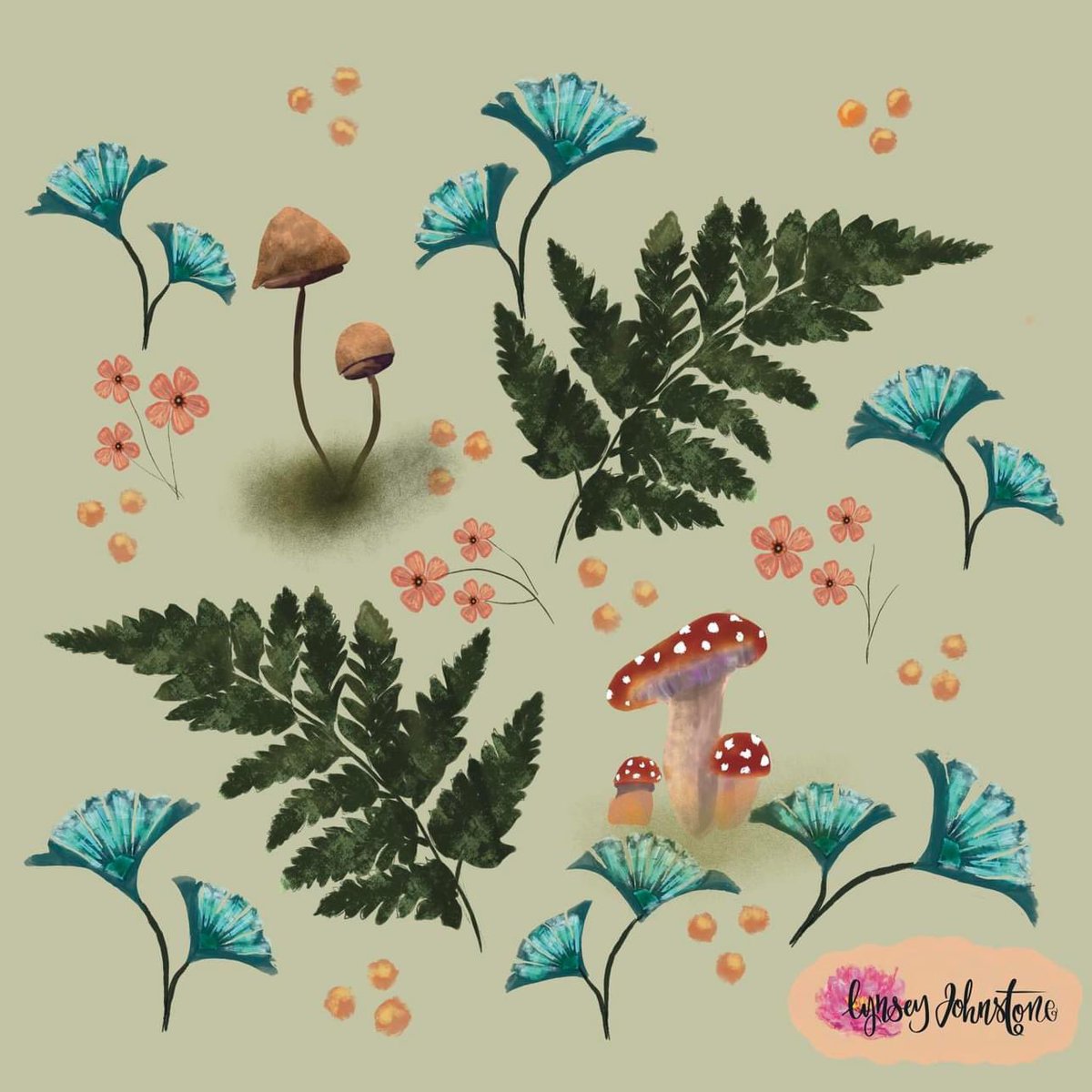 🌿🍄 Into the Woods 🍄🌿

Introducing my latest pattern design inspired by the enchanting world of nature! 🌳✨ Immerse yourself in the beauty of lush green ferns and whimsical mushrooms popping up to add a burst of colour. 🌿🍄✨