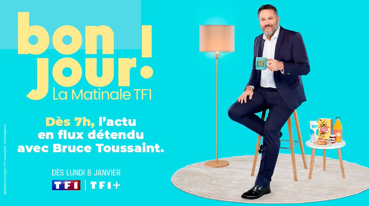TF1Pro's tweet photo. #Audiences @TF1 @TF1Info l #BonjourLaMatinaleTF1 

Belles performances pour "Bonjour ! La Matinale TF1" présentée par @Bruce_Toussaint de 7h à 9h30

📌300 000 Tvsp
🔝Pic à 450 000 Tvsp
✅9% de PdA 4+

📈x2 sur la case vs. 2023 https://t.co/gS2HmSTuyf