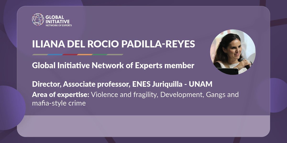 GI_TOC's tweet photo. Let us welcome @iliana_pr to the #GINetwork. She has dedicated her career to the study of violence and the promotion of #peace from both global and local perspectives. 🛡️ https://t.co/5JvBskRxu4