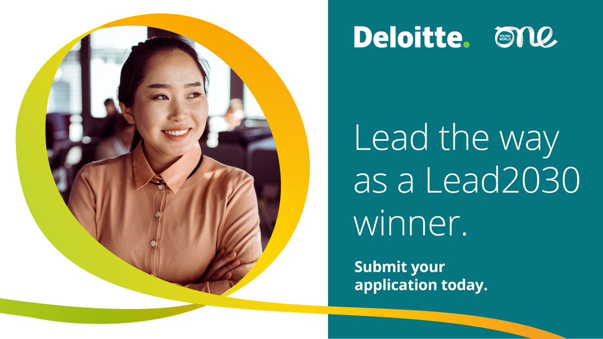 Deloitte's tweet photo. 👩💻 Win a full year of mentorship with Deloitte
🏆 Receive a US$50k grant!
🌎 Help advance #climate and #education globally
👉 Attend the @OneYoungWorld 2024 Summit
Submit your OYW #Lead2030 Challenge application today: https://t.co/Vdmssd6y3X https://t.co/I1tjZyGaRv