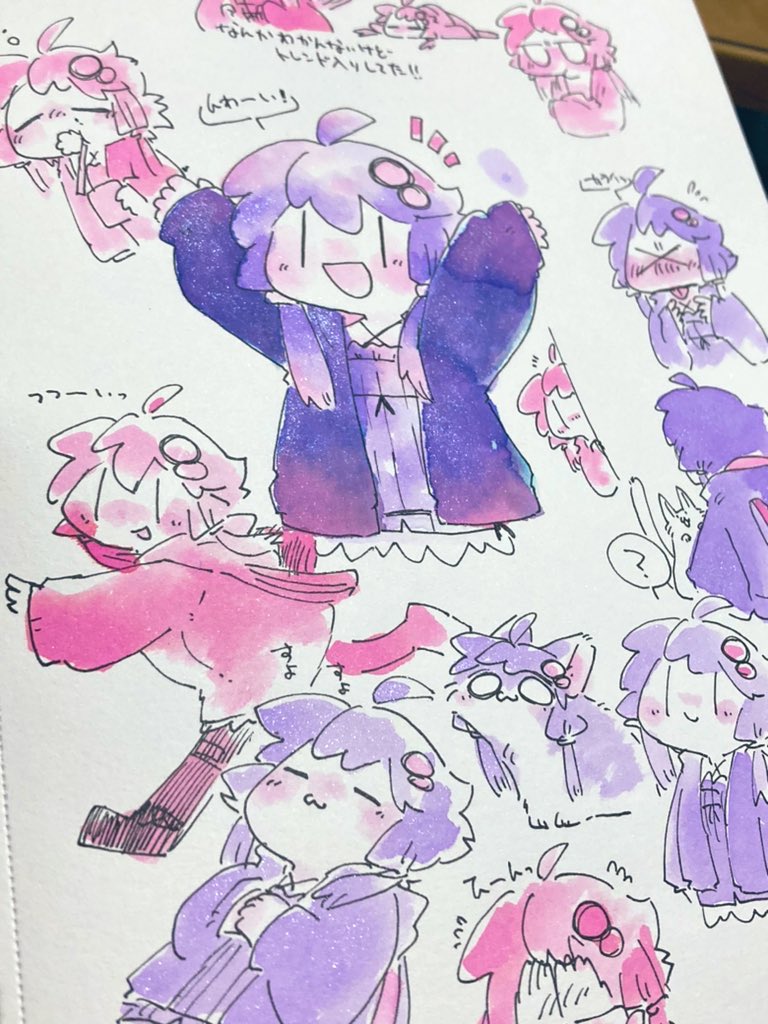 足立レイ ,結月ゆかり 「インクラクガキできてないので写真から過去絵をぺたり 」|床の間Q◆引っ越し作業中のイラスト