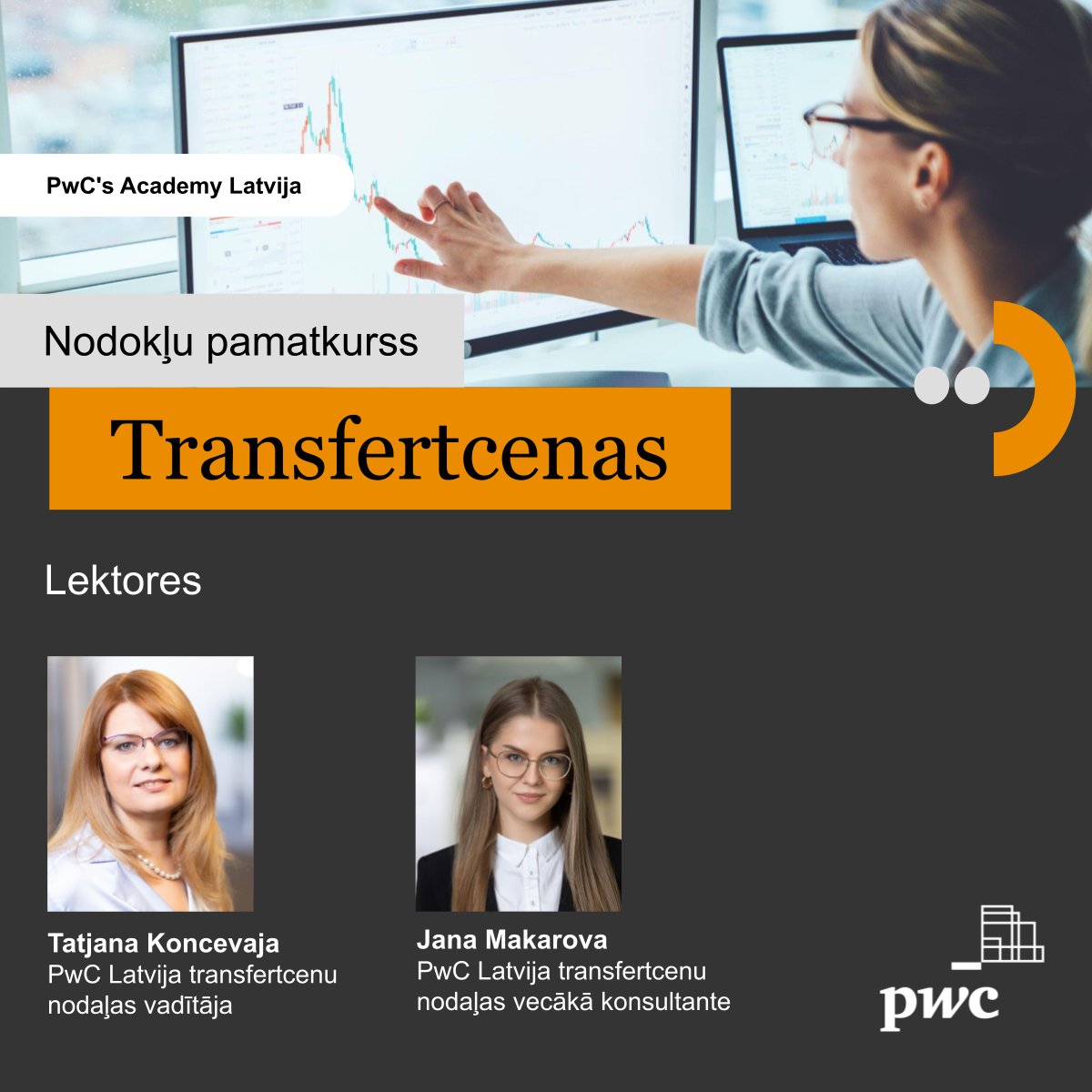 PwCLatvija's tweet photo. Aicinām uz PwC's Academy Latvija vebināru "Transfertcenas".  Lektores Tatjana Koncevaja un Jana Makarova informēs, kā identificēt transfertcenu riskus vai to pazīmes nodokļu maksātāju darbībās, dalīsies praktiskā pieredzē un aplūkos judikatūras piemērus.
 https://t.co/Dulti9yt3K https://t.co/RLGJ4dhIEJ