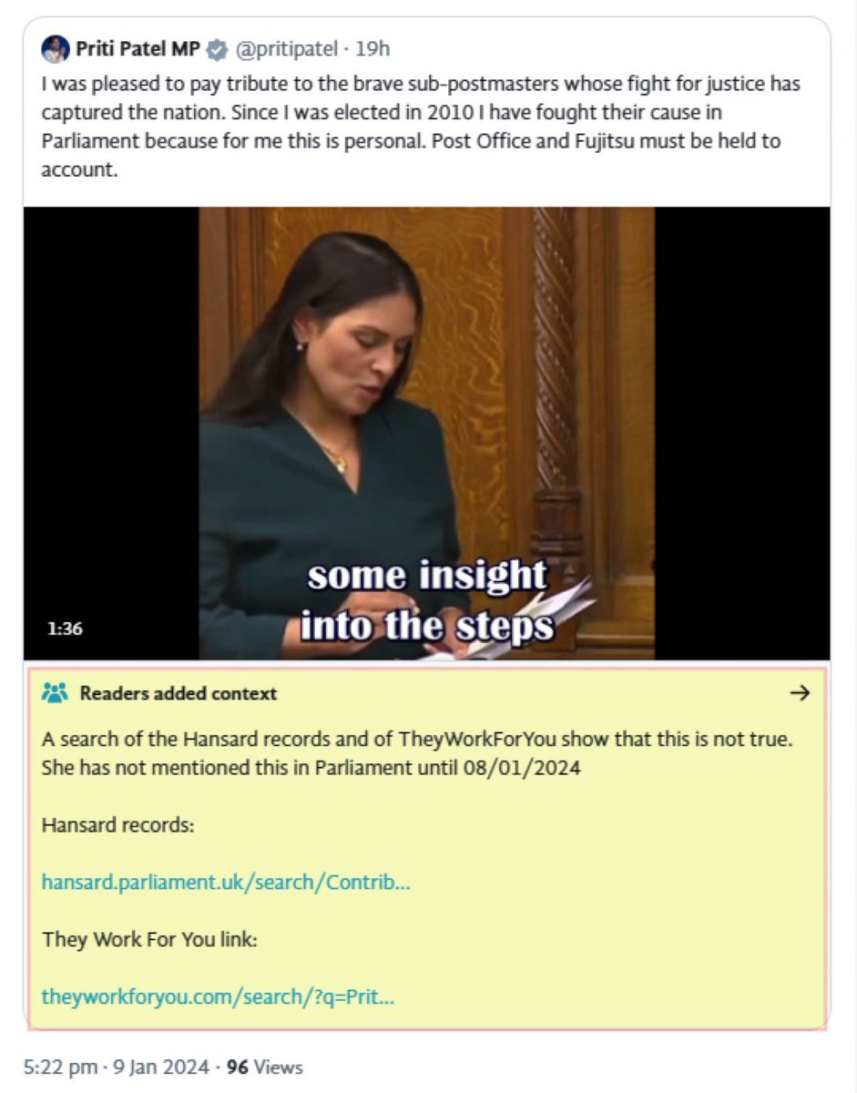 I believe Priti Patel has deleted this tweet after it was shown to be a lie.