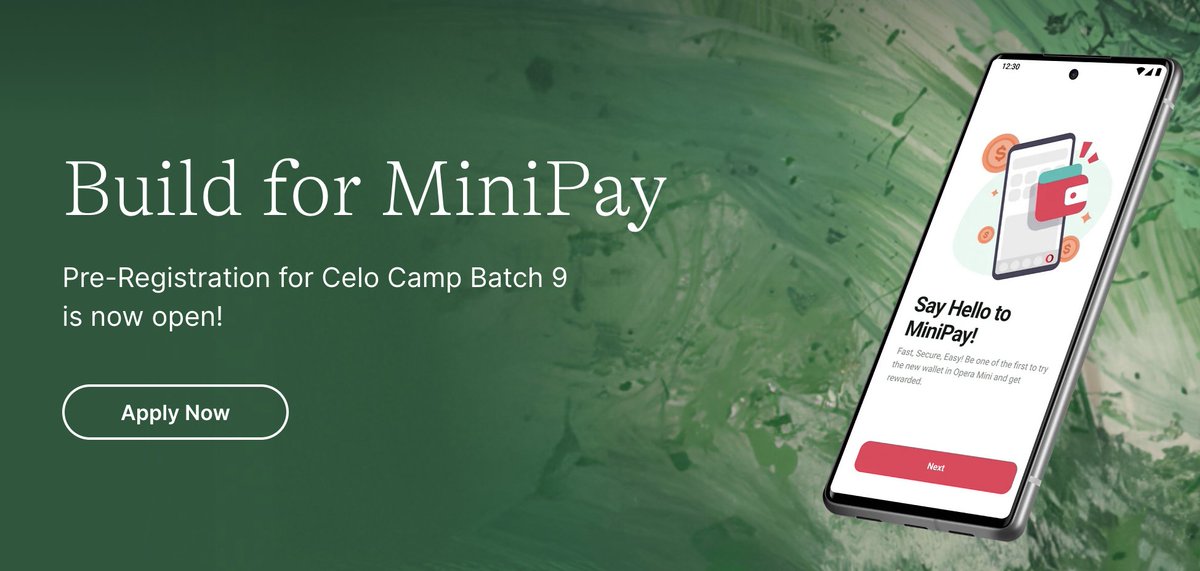 🔨Calling all builders! Have a great idea💡 for cUSD & @minipay? Join @celo_camp Batch 9 ⛺️ to build on @CeloOrg & create new use cases for @MentoLabs stbalecoins👇 Pre-registration is open: celocamp.com