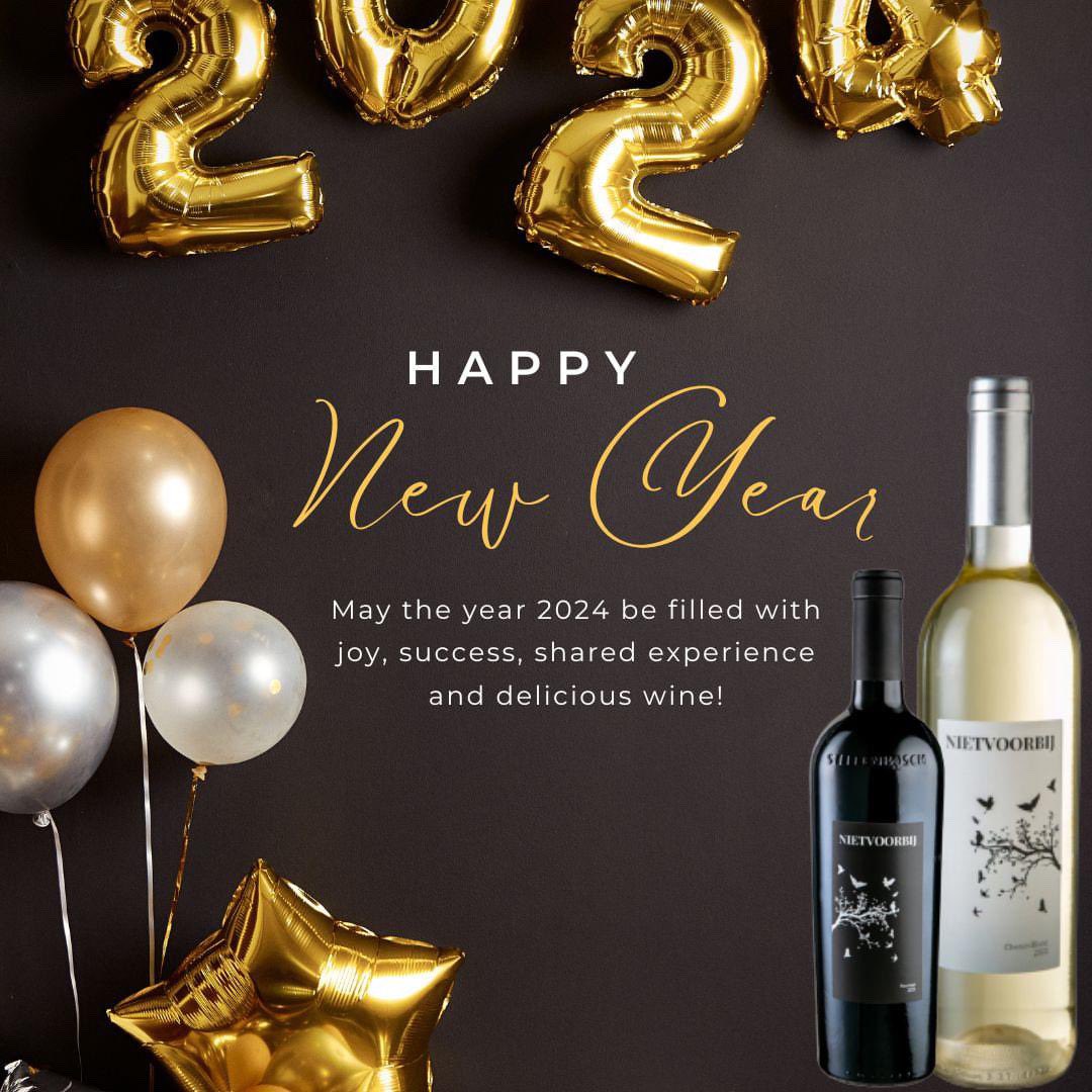 Happy New Year 🥳 Nietvoorbij Wines Family ✨💐We are back and excited to serve you throughout the year🫶🏿

#newyear
#happynewyear 
#stellenboschwineroute
#wines
#nietvoorbijwines