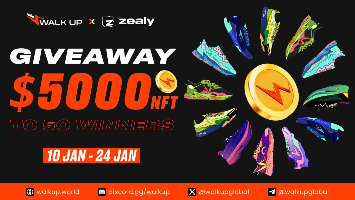 walkupglobal's tweet photo. 🔥 WALK UP LARGEST NFT GIVEAWAY ON ZEALY 🔥

🤩 $5,000 #NFTs for the TOP 50
⏰ Jan 10 - Jan 24
🚀 Join the race at: https://t.co/ITmJsyFhgC

Everyone has a chance, but great opportunities don't last! So, get up and seize it. 👟

#Giveaway #WalkUp #NFT #Polygon https://t.co/u17esyMcEo