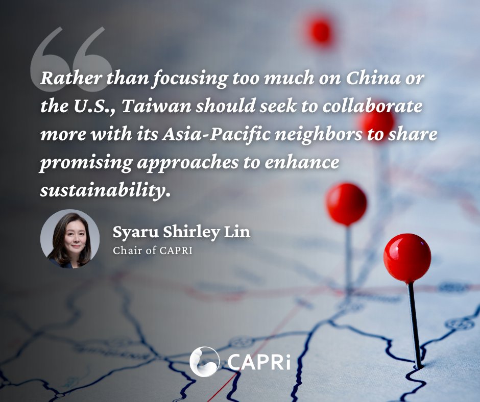Center for Asia-Pacific Resilience and Innovation (@caprifdn) on Twitter photo Leading up to the #TaiwanElection, Taiwan should consider a broader perspective by collaborating more with its Asia-Pacific neighbors to uncover effective strategies for sustainability. Explore this in <a href="/syaru/">Syaru Shirley Lin</a>'s latest publication with <a href="/NBRnews/">The National Bureau of Asian Research</a>: bit.ly/3NVSXHo Leading up to the #TaiwanElection, Taiwan should consider a broader perspective by collaborating more with its Asia-Pacific neighbors to uncover effective strategies for sustainability. Explore this in <a href="/syaru/">Syaru Shirley Lin</a>'s latest publication with <a href="/NBRnews/">The National Bureau of Asian Research</a>: bit.ly/3NVSXHo