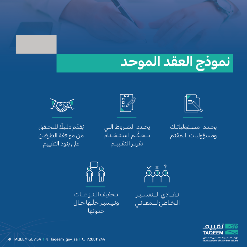 taqeem_gov_sa's tweet photo. عقد التقييم يضمن حقوقك، ويُحدّد أبعاد ومسؤوليات كلًا من الطرفين.