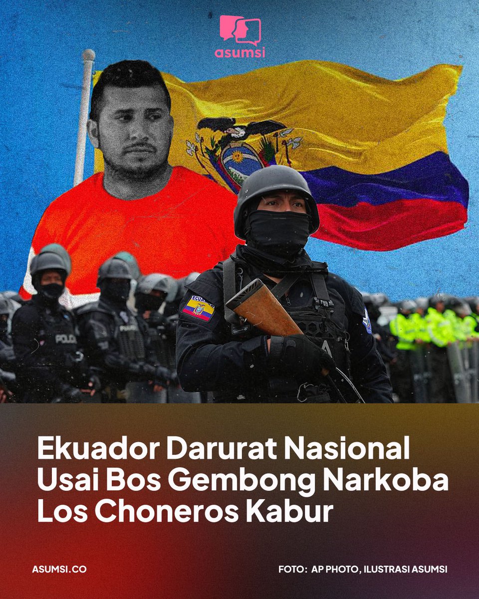 asumsico's tweet photo. Presiden Ekuador Daniel Noboa mengumumkan keadaan darurat sehari setelah bos gengster Adolfo Maciasdi melarikan diri dari penjara. https://t.co/CLePdexBz8