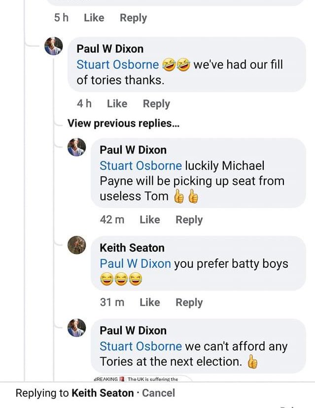 MichaelPayneUK's tweet photo. When you wake up to an ugly, offensive, &amp; despicable homophobic attack on you by a @GedlingTories Council candidate &amp; activist, it makes you even more determined to stand up for the values of decency, equality, respect &amp; compassion in society.

Immediate expulsion @Conservatives? https://t.co/zTrltgqcgb