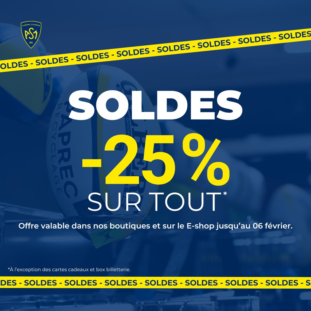 ASMOfficiel's tweet photo. 🛍️ 𝗟𝗘𝗦 𝗦𝗢𝗟𝗗𝗘𝗦 𝗦𝗢𝗡𝗧 𝗟𝗔̀ !

Rendez-nous visite en boutique : -25% 𝙨𝙪𝙧 𝙏𝙊𝙐𝙏 ! Équipez-vous pour le match de samedi face aux Scarlets 🧣

Pour les moins courageux : Parcourez notre 𝙚-𝙨𝙝𝙤𝙥 avec des réductions exclusives sur les maillots, accessoires et plus encore.

➡️ https://t.co/G9jSSe2R15