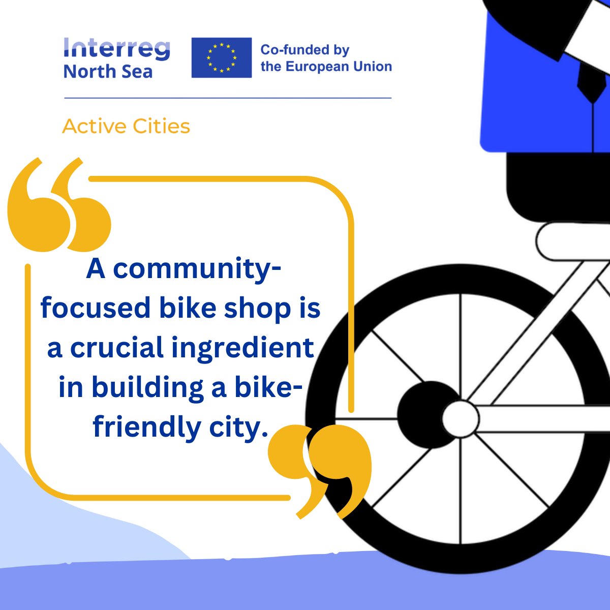 EUActiveCities's tweet photo. What do you think of when you imagine a #cyclable city? 
Our thoughts often go to bike lanes and cycle parking. But what about the community bike shop? 

#cycling #cyclinglife #activecities https://t.co/e0Mfd4KbVC