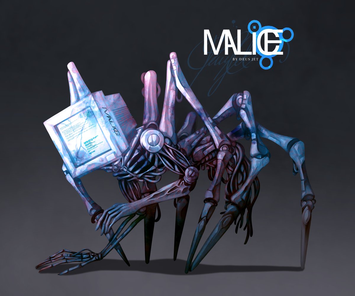 DeusJet's tweet photo. Greetings, Sinners! A better look at M.A.L.I.C.E! Original created by @A_AbNormal_
Retweet and post a picture of your own characters in the comments if you want a chance to have me spookify them!
#digitalart #horrorart #spiderlike #monster #artificialintelligence #beforeandafter https://t.co/w5g0YgOlwq