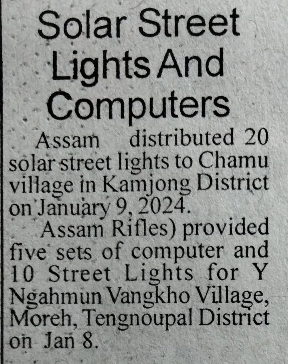 K81Lotha's tweet photo. Lighting up lives! #AssamRifles contributes to sustainable development by distributing 20 solar street lights in Chamu village, Kamjong District. #SolarLights  #WednesdayWisdom Uninstall MakeMyTrip #IndianArmy #AssamRifles #Manipur #विश्व_हिंदी_दिवस #VibrantGujaratGlobalSummit https://t.co/blYylf1cbK