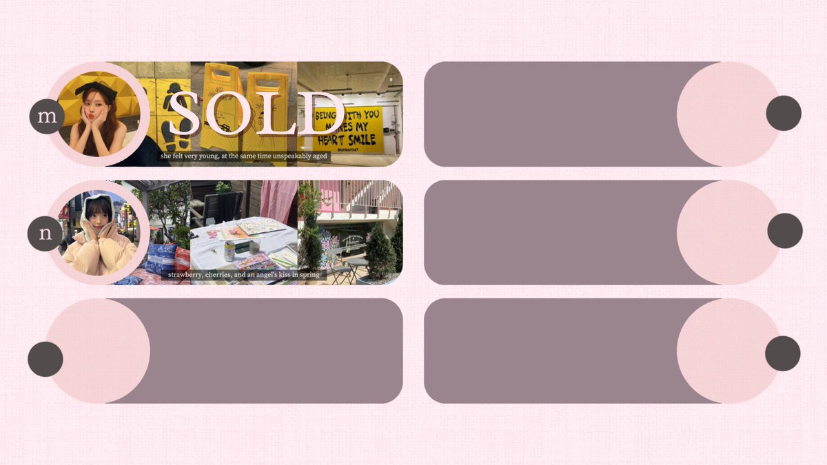 ⠀
help repost? thank you pretty soul ♡%!

Halo ini Miche, aku bawa beberapa layout yang turun harga menjadi IDR 1,500 aja nih! Kamu bisa klik alt untuk liat ketersediaan layout yaa! Untuk order kamu bisa ketuk dm atau ke t.me/aorchduke

{ #zonauang, #zonajajan }
⠀