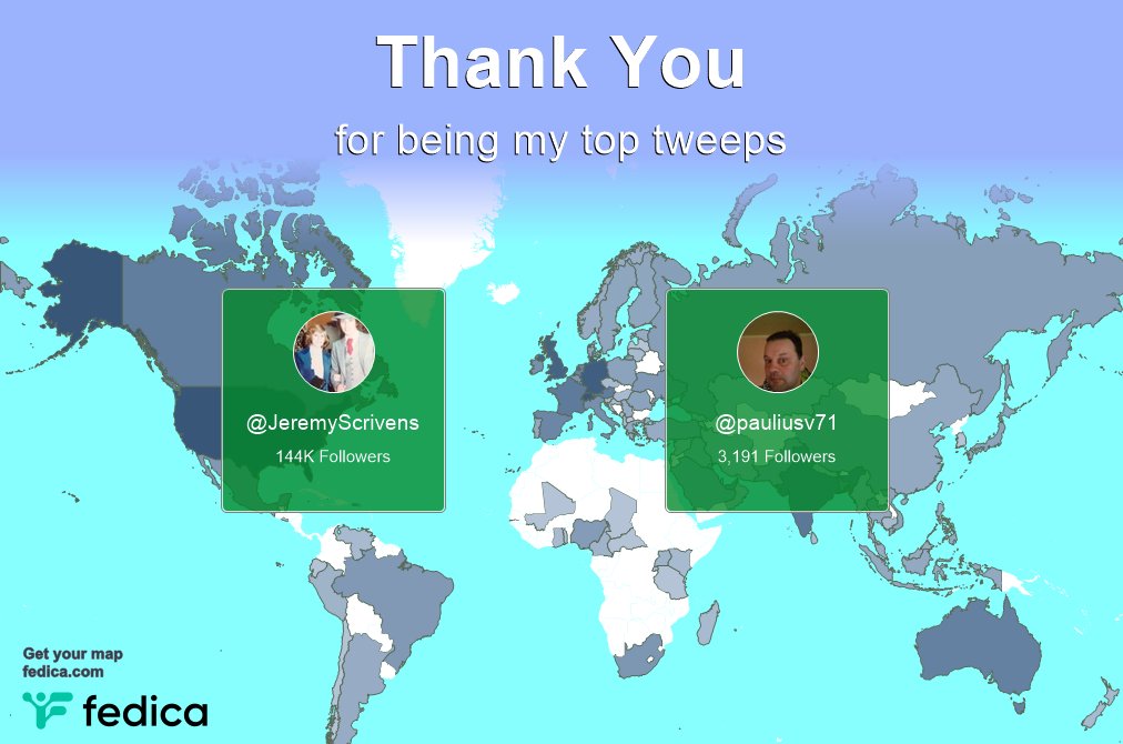 Special thanks to my top new follower this week @JeremyScrivens, @pauliusv71