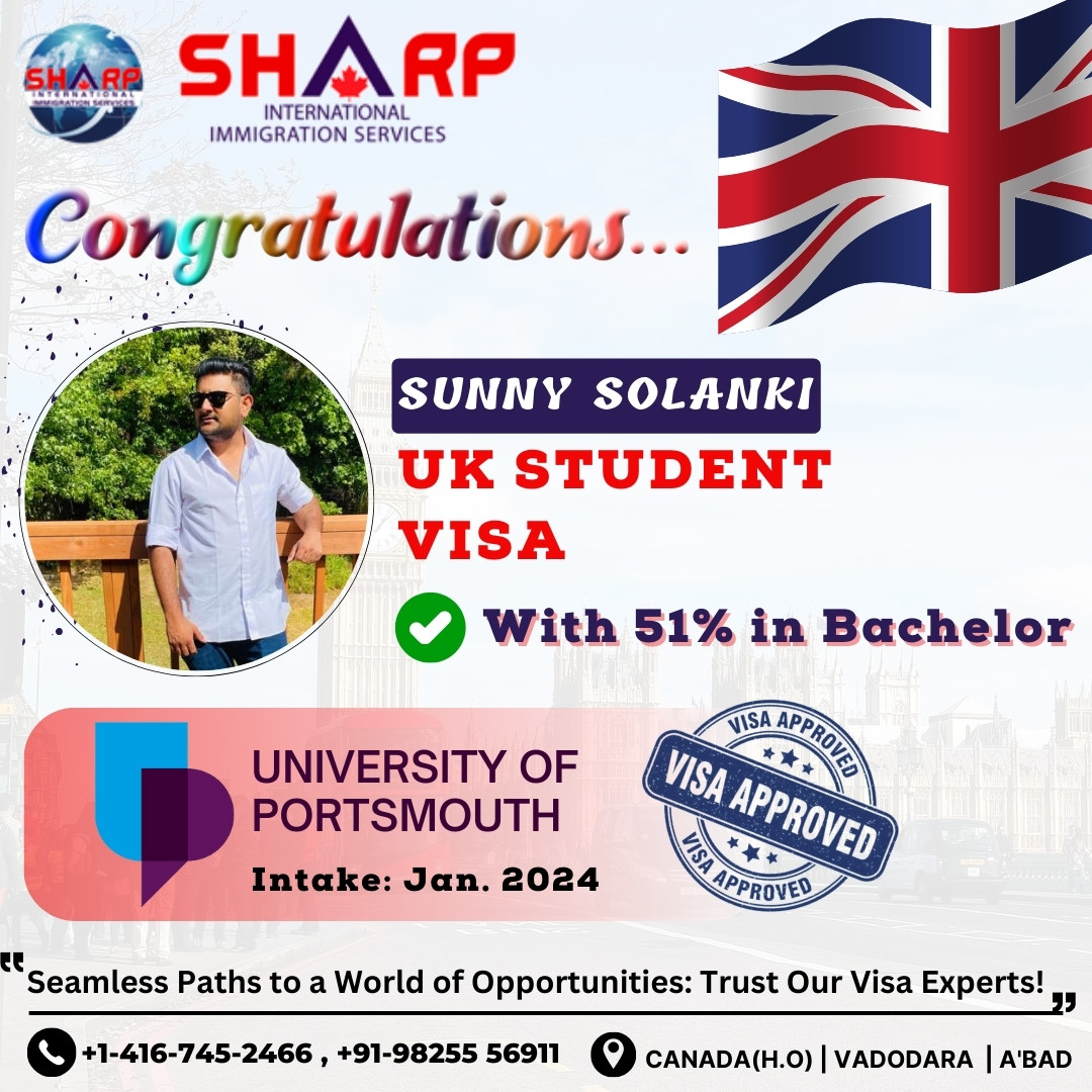 CONGRATULATIONS!!! 🇬🇧🤩🎉
We have got UK student visa approval with 51% in bachelor's!!

Explore your dream career with SHARP!
Contact us now.
#maharashtragovernment #trainaccident #uk #studyinuk #ukstudentvisa #visaapproval #studyabarod #visaexpert #palestine #israel