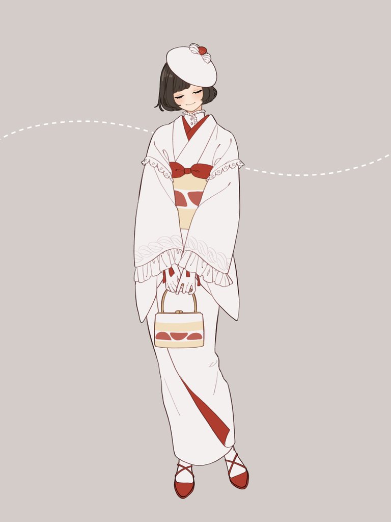 1girl solo white kimono kimono japanese clothes closed eyes short hair  illustration images