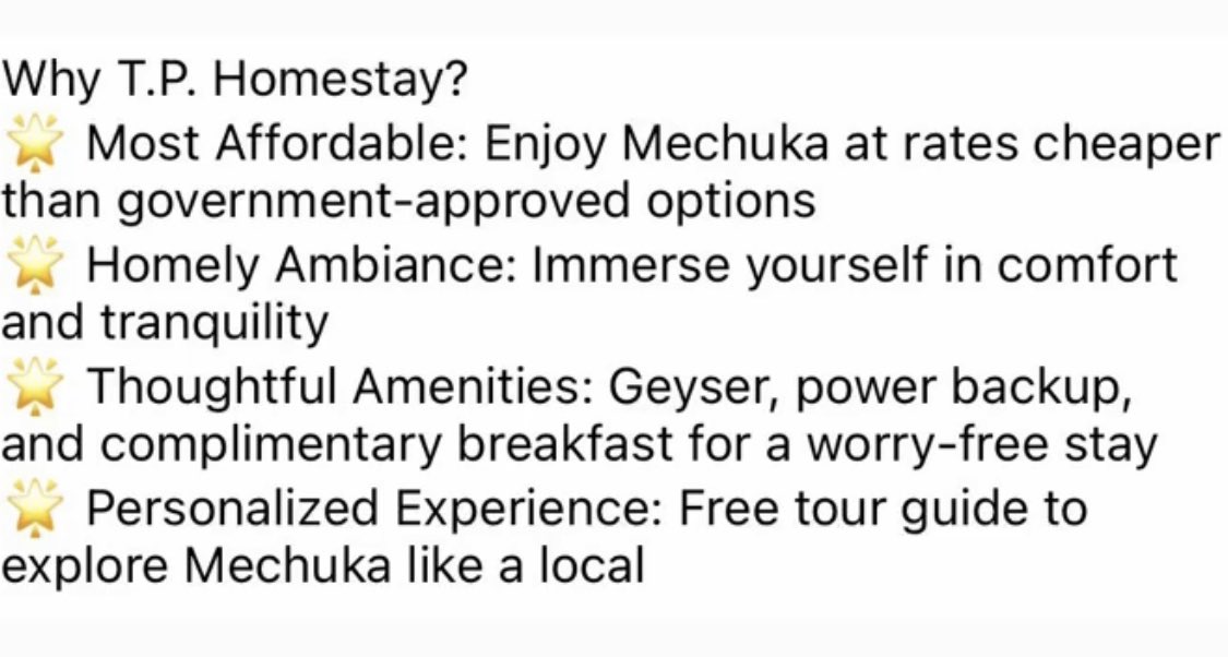 phurbaphilley's tweet photo. "Escape to the enchanting beauty of Mechuka with T.P Homestay! Immerse yourself in the tranquility of nature while enjoying cozy accommodations. Our homestay offers a perfect blend of comfort and adventure, making your Mechuka experience unforgettable. Book your stay now!! https://t.co/8iabMYJ2zr