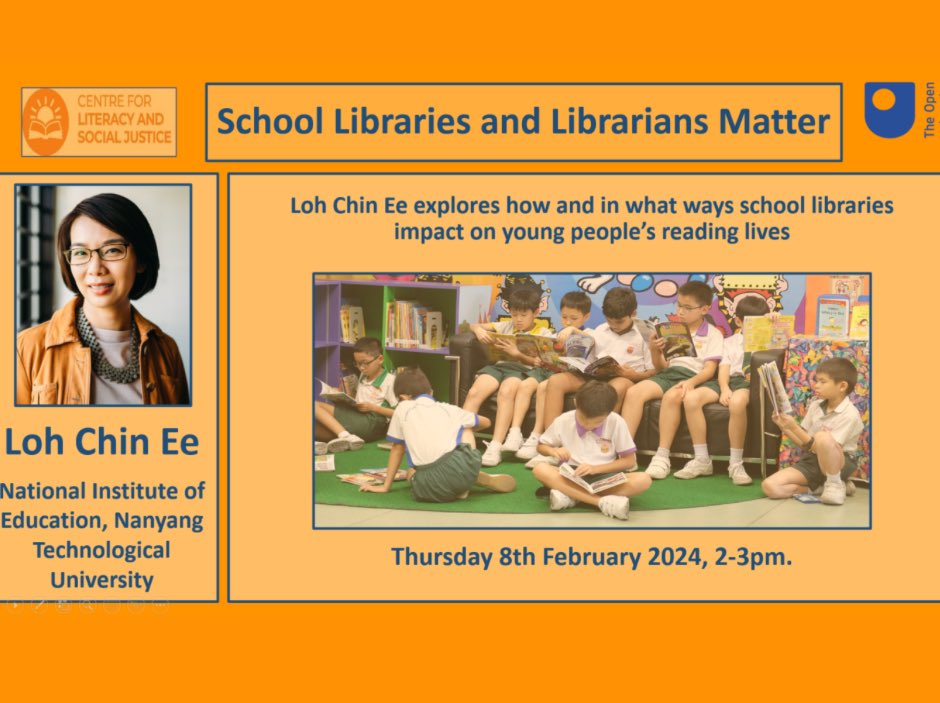 Do join us <a href="/OpenUni_CLSJ/">Centre for Literacy and Social Justice</a> School Libraries Seminar <a href="/uksla/">School Library Association (SLA)</a> <a href="/bcb567/">Barbara Band</a> @HeartOTSchool FREE - Great for teachers and librarians 📚📚 <a href="/CILIPinfo/">CILIP</a> <a href="/EduFiona/">Fiona Evans</a>  <a href="/_Reading_Rocks_/">ReadingRocks</a> <a href="/readingagency/">The Reading Agency</a> Book here: ourfp.org/2024/01/09/how… 📚📚