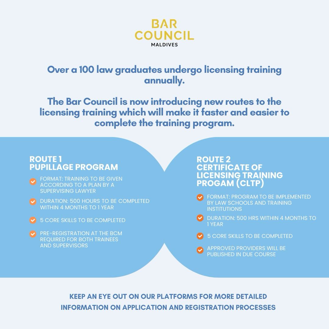 MvBarCouncil's tweet photo. We are introducing new routes to complete the Licensing Training Program, effective from 1 January 2024. Keep an eye out for more details! https://t.co/6y608PR5Le