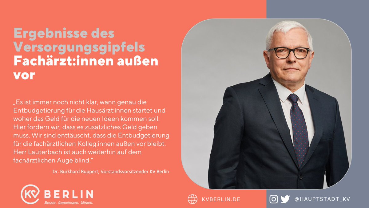 Unser Fazit zum gestrigen Versorgungsgipfel: Gut, dass die Entbudgetierung bei den Hausärzt:innen voranschreitet. Unklar bleibt, woher das Geld für die vielen neuen Ideen kommen so. Enttäuschend: @Karl_Lauterbach bleibt weiterhin auf dem fachärztlichen Auge blind.