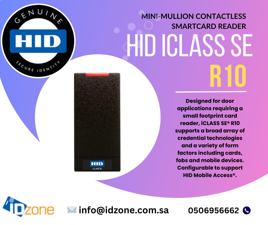 IDZONEsystems's tweet image. iCLASS SE #R10 is part of HID Global&apos;s iCLASS SE platform for adaptable, interoperable access control. Designed for door applications requiring a small footprint card reader, #iCLASS SE R10 supports a broad array of credential technologies