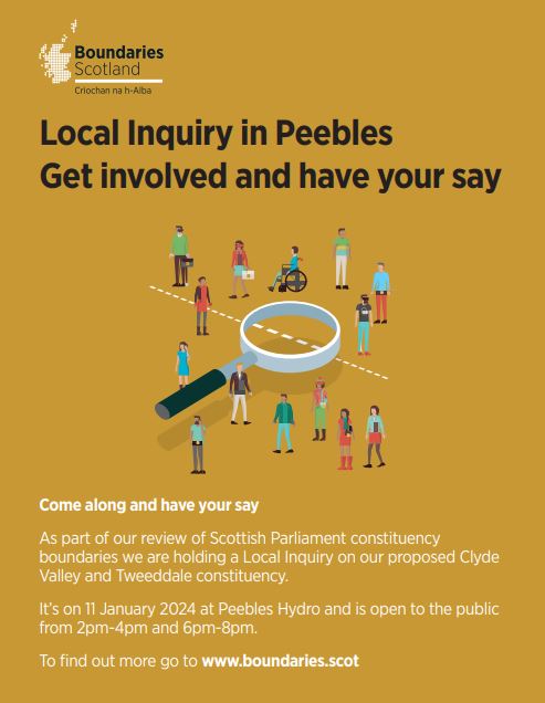 Thanks to everyone who came to yesterday's Local Inquiry in Edinburgh. The final Local Inquiry of this stage of the Second Review of Scottish Parliament Boundaries takes place tomorrow at Peebles Hydro. There will be two sessions, 2-4pm and 6-8pm. boundaries.scot for info