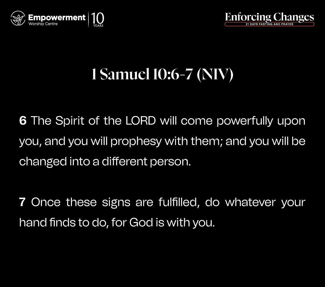 EWCWestHills's tweet photo. Our scripture for Day 2 of our 21 Day Fasting &amp; Prayer Journey is (1 Samuel 10:6-7)

Join us online for corporate prayers at 6 pm on google meets. 

#21daysofFasting&amp;Prayers
#Day1
#GodlyPivot https://t.co/ihBEGjHfNi