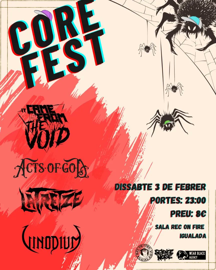itcamefromthev's tweet photo. Concierto en la sala Rec On Fire (Igualada, BCN) el sábado 3 de Febrero, junto a Acts of God, La Tretze y Vinodium https://t.co/1HXpSYynDO