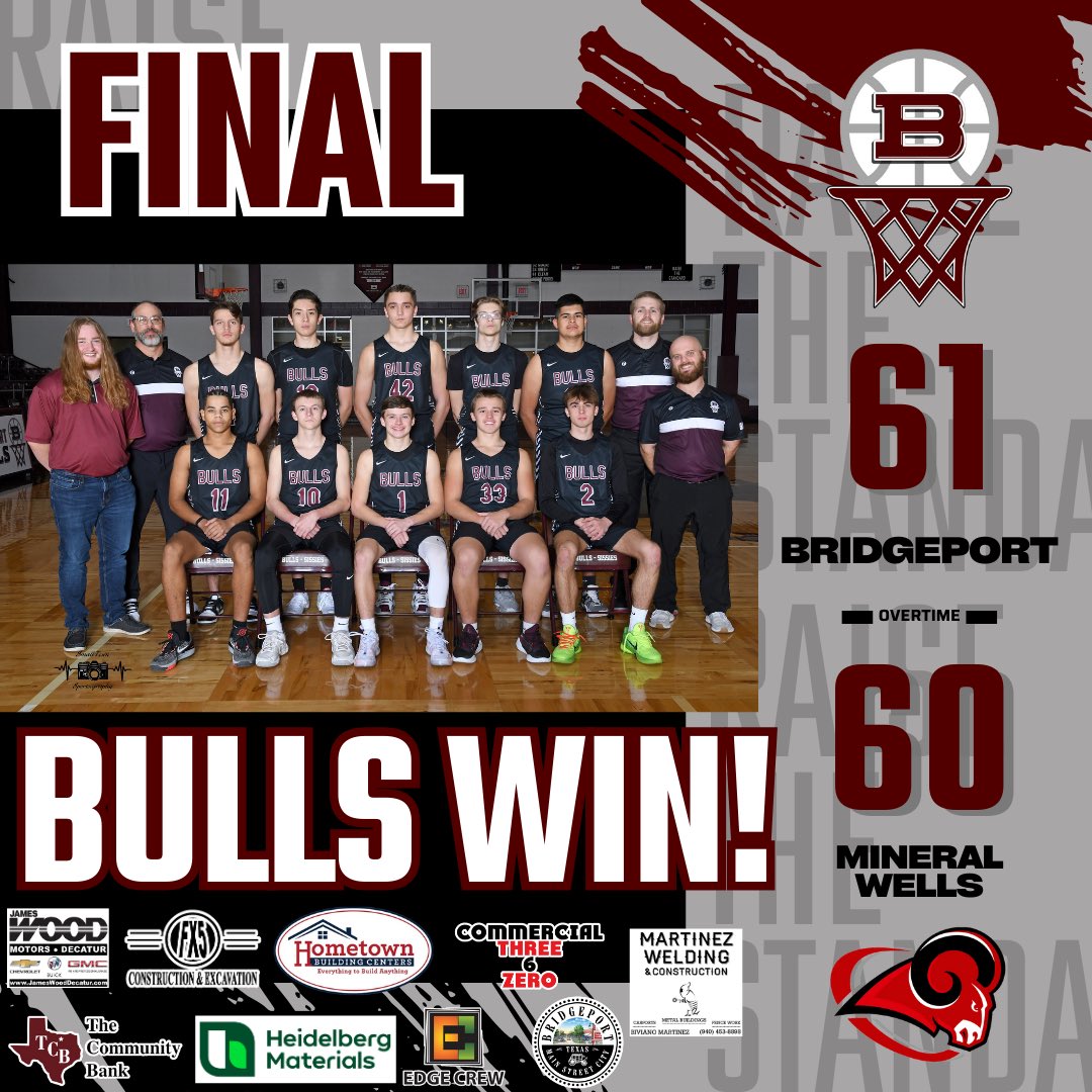 BHSBullsBBall's tweet photo. The Bulls came out flat &amp; were down 17-37 at halftime. Picked up the intensity in the 2nd half and competed the comeback to win in OT! Great toughness and grit to fight back and get the W! #RaiseTheStandard B.U.L.L.S. Friday starts district

@Bulls_Sissies @hoopinsider @WCMSports https://t.co/G1iYgVSmnB
